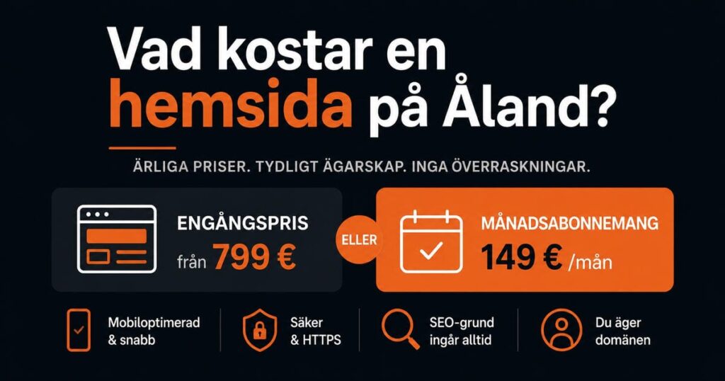 Vad kostar en hemsida på Åland? Här är den raka versionen.