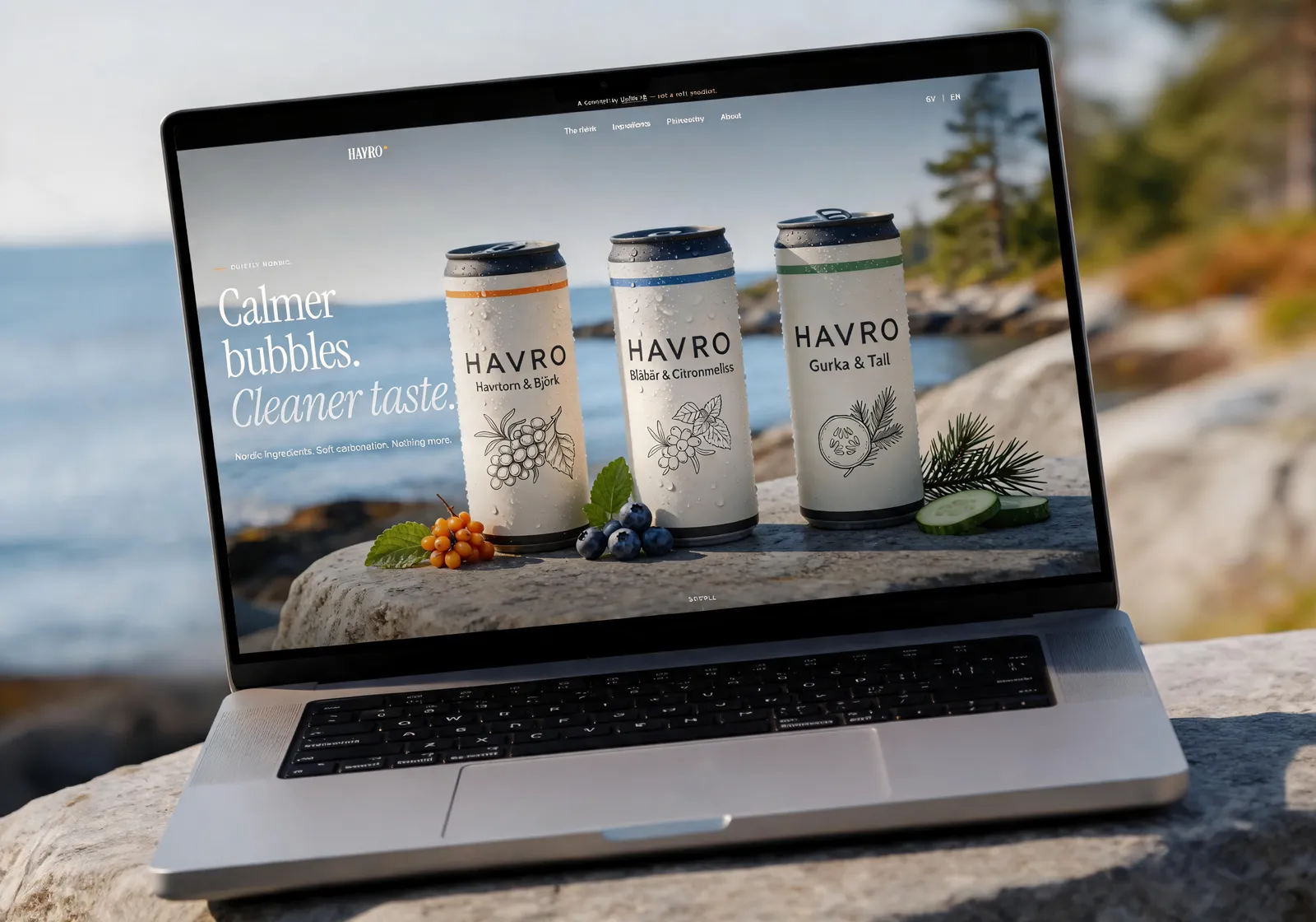 Havro – nordiskt dryckesvarumärke, demo av startsidan