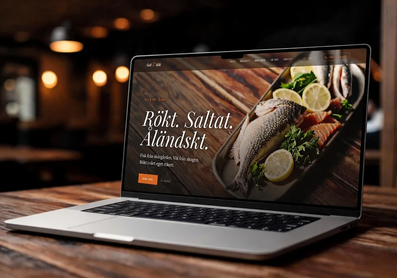 Salt & Rök – restaurangkoncept för Åland, demo av startsidan